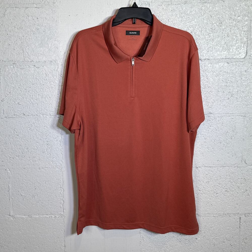 Alfani Men's Ottoman Zip Polo, Terracotta Glaze, 2XL $40